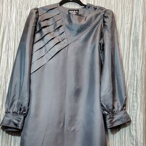 Vintage Long Sleeve Charcoal Gray Dress